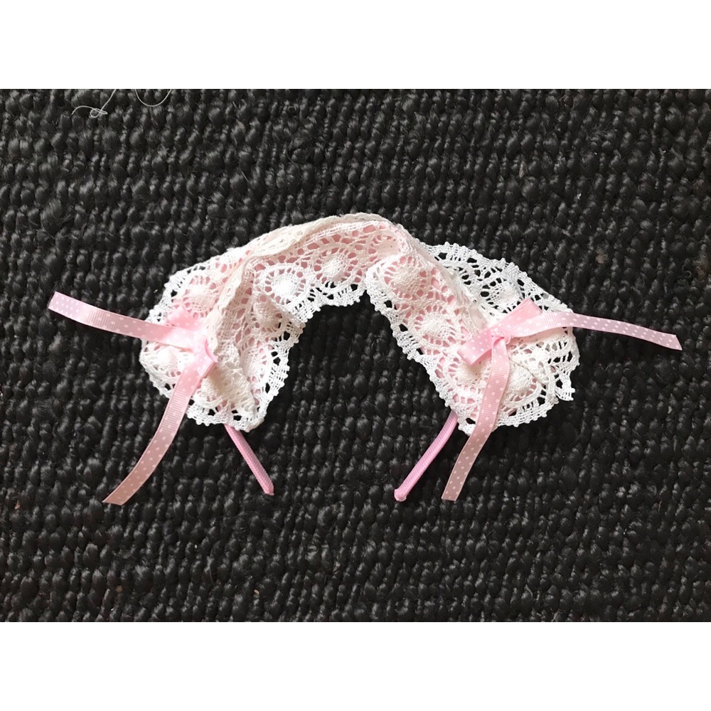 lace headband headdress — pink & white — like new